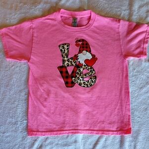 Custom Pressed- Valentine's Day- Gildan Pink Kids Tee with Love Graphic
